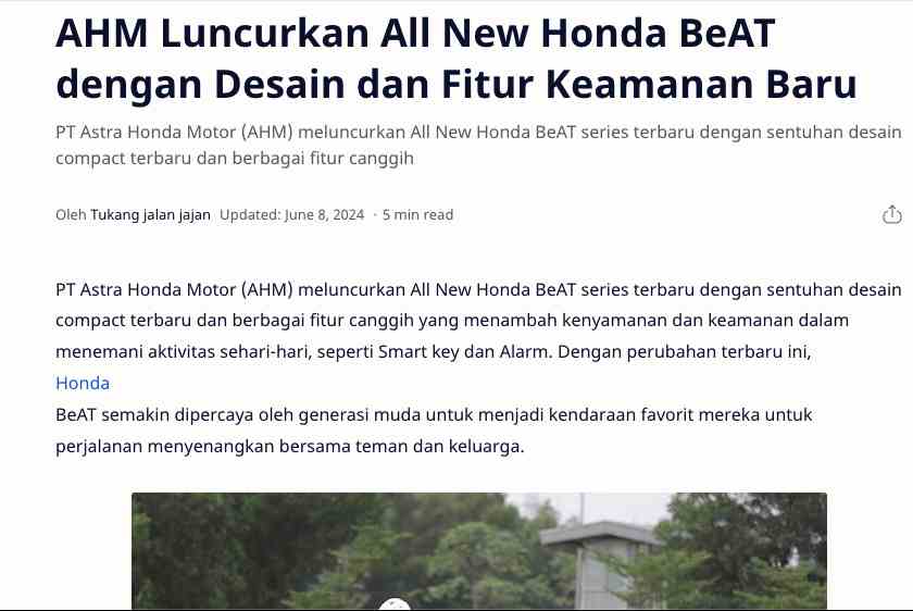 AHM Luncurkan All New Honda BeAT dengan Desain dan Fitur Keamanan Baru