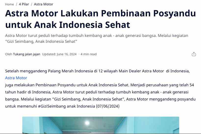 Astra Motor Lakukan Pembinaan Posyandu untuk Anak Indonesia Sehat