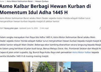 Asmo Kalbar Berbagi Hewan Kurban di Momentum Idul Adha 1445 H