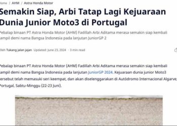 Semakin Siap, Arbi Tatap Lagi Kejuaraan Dunia Junior Moto3 di Portugal