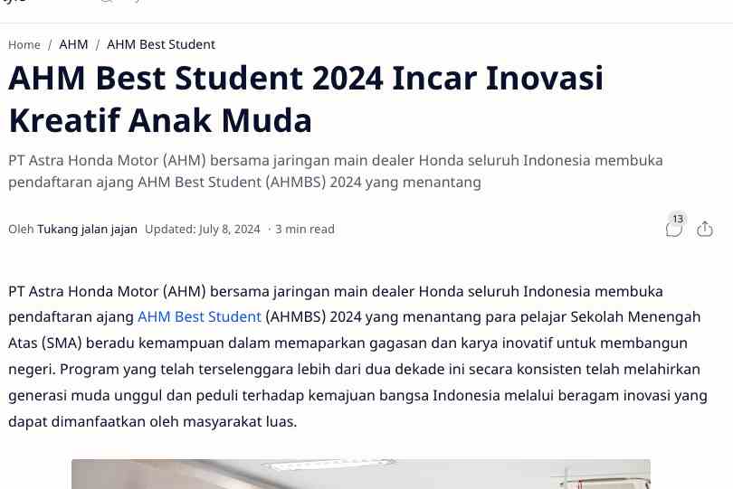 AHM Best Student 2024 Incar Inovasi Kreatif Anak Muda