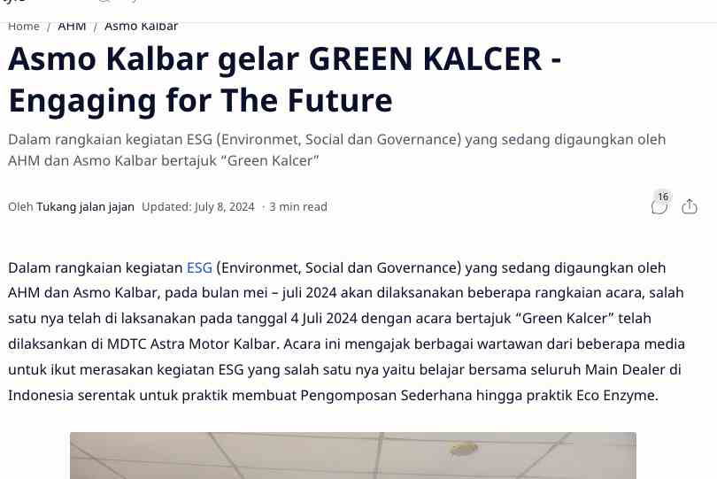 Asmo Kalbar gelar GREEN KALCER - Engaging for The Future