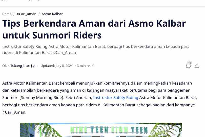 Tips Berkendara Aman dari Asmo Kalbar untuk Sunmori Riders