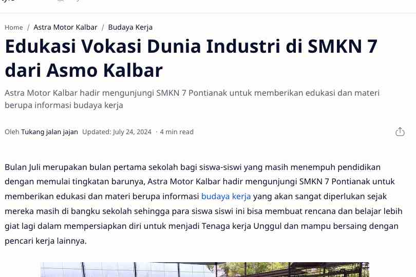 Edukasi Vokasi Dunia Industri di SMKN 7 dari Asmo Kalbar