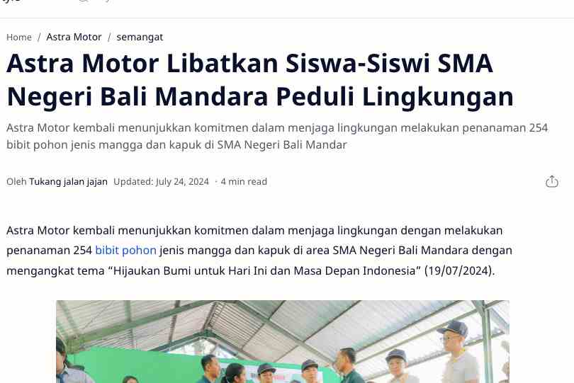 Astra Motor Libatkan Siswa-Siswi SMA Negeri Bali Mandara Peduli Lingkungan