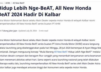 Hidup Lebih Nge-BeAT, All New Honda BeAT 2024 Hadir Di Kalbar