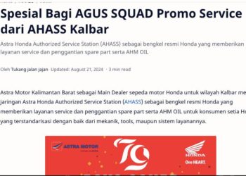 Spesial Bagi AGUS SQUAD Promo Service dari AHASS Kalbar