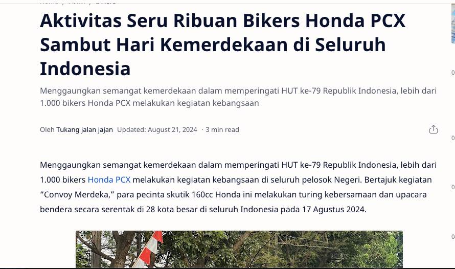 Aktivitas Seru Ribuan Bikers Honda PCX Sambut Hari Kemerdekaan di Seluruh Indonesia