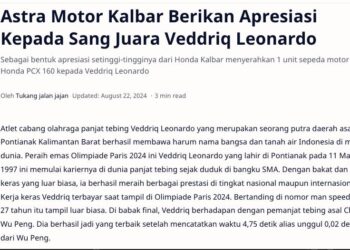 Astra Motor Kalbar Berikan Apresiasi Kepada Sang Juara Veddriq Leonardo