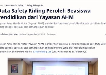 Duta Safety Riding Peroleh Beasiswa Pendidikan dari Yayasan AHM