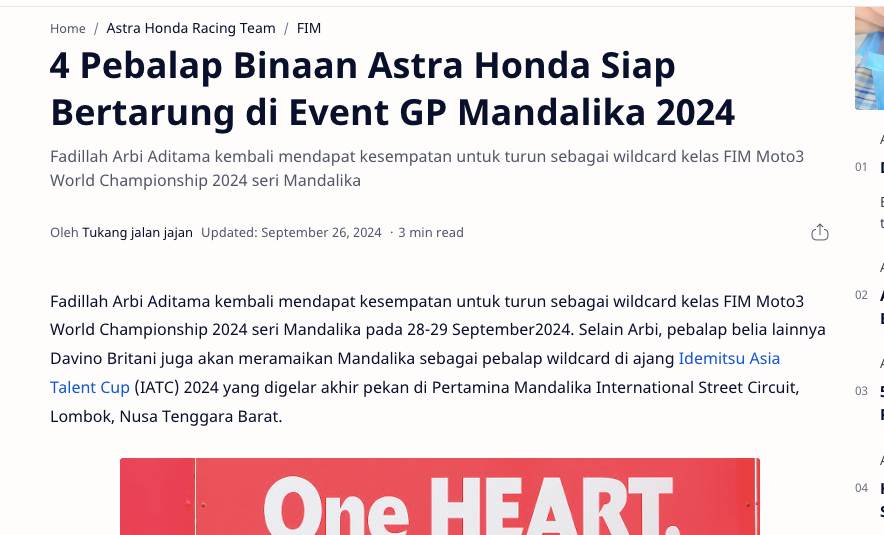 4 Pebalap Binaan Astra Honda Siap Bertarung di Event GP Mandalika 2024