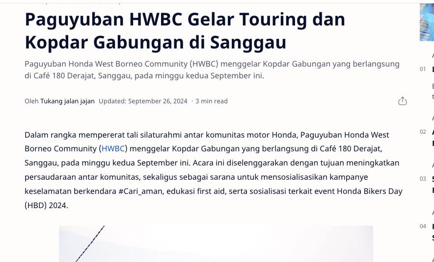 Paguyuban HWBC Gelar Touring dan Kopdar Gabungan di Sanggau