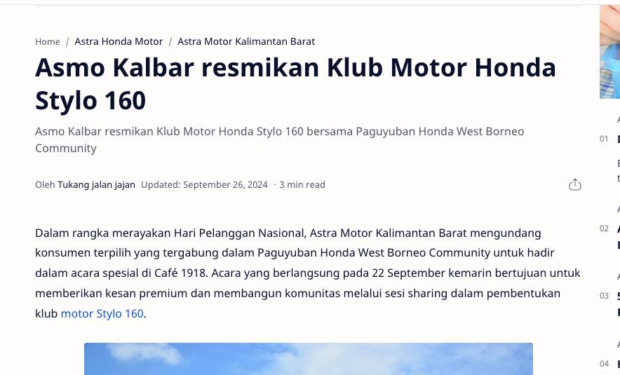 Asmo Kalbar resmikan Klub Motor Honda Stylo 160