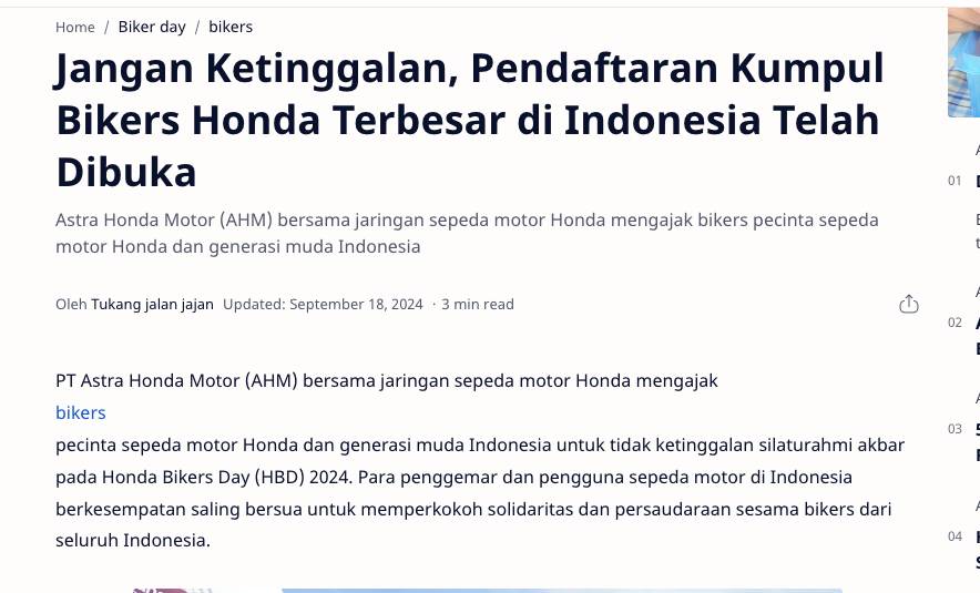 Jangan Ketinggalan, Pendaftaran Kumpul Bikers Honda Terbesar di Indonesia Telah Dibuka