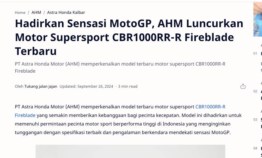 Hadirkan Sensasi MotoGP, AHM Luncurkan Motor Supersport CBR1000RR-R Fireblade Terbaru