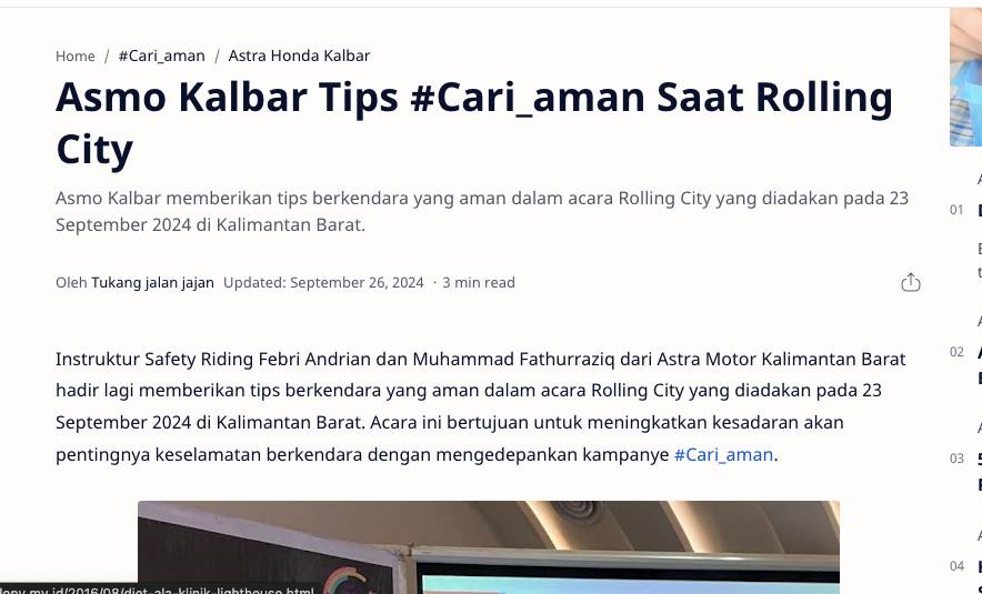 Asmo Kalbar Tips #Cari_aman Saat Rolling City