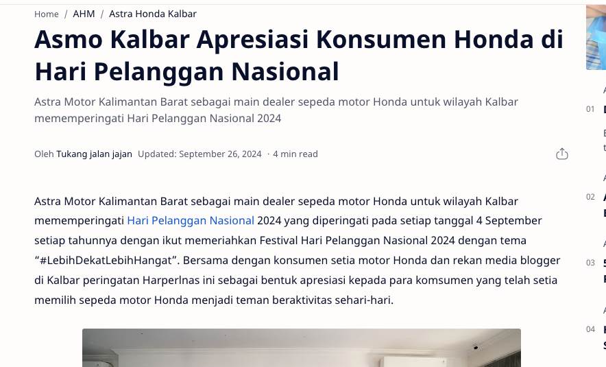 Asmo Kalbar Apresiasi Konsumen Honda di Hari Pelanggan Nasional