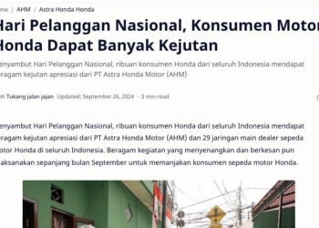 Hari Pelanggan Nasional, Konsumen Motor Honda Dapat Banyak Kejutan