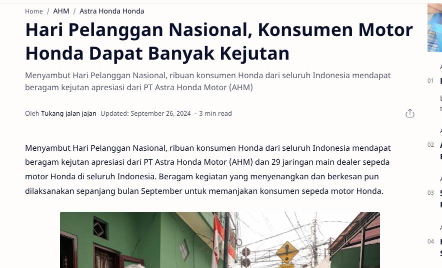 Hari Pelanggan Nasional, Konsumen Motor Honda Dapat Banyak Kejutan