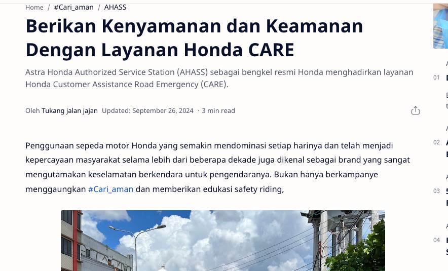 Berikan Kenyamanan dan Keamanan Dengan Layanan Honda CARE