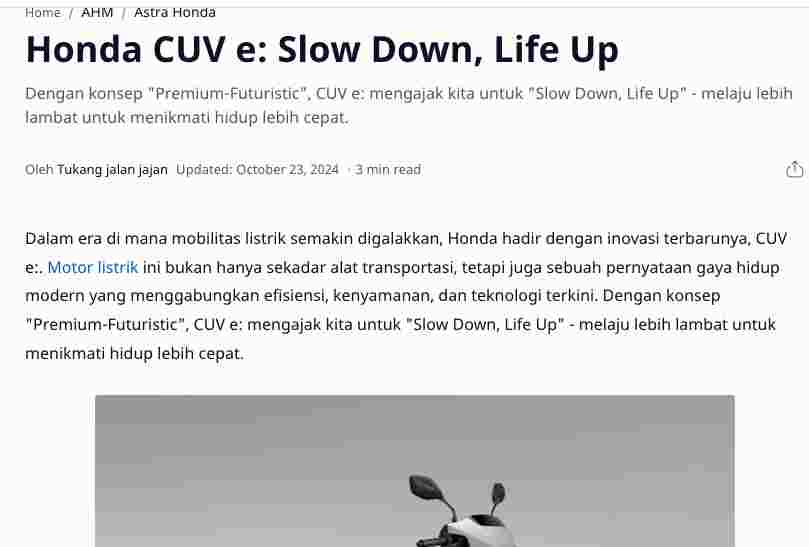 Honda CUV e: Slow Down, Life Up