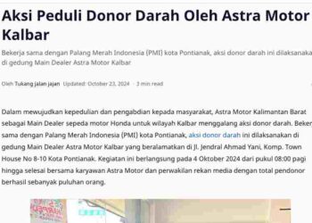 Aksi Peduli Donor Darah Oleh Astra Motor Kalbar