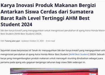 Karya Inovasi Produk Makanan Bergizi Antarkan Siswa Cerdas dari Sumatera Barat Raih Level Tertinggi AHM Best Student 2024