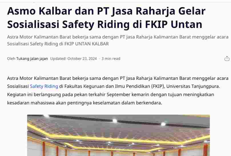 Asmo Kalbar dan PT Jasa Raharja Gelar Sosialisasi Safety Riding di FKIP Untan