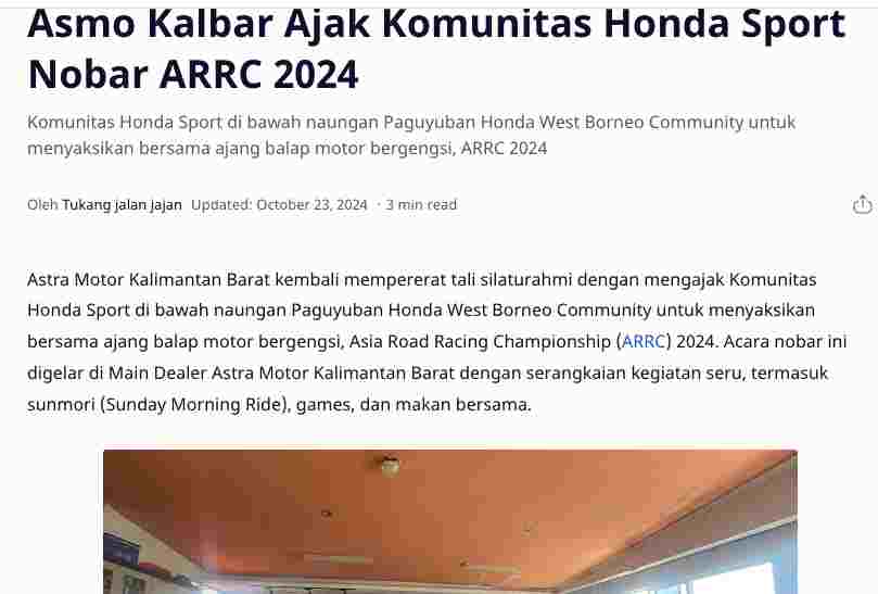 Asmo Kalbar Ajak Komunitas Honda Sport Nobar ARRC 2024