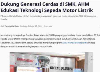 Dukung Generasi Cerdas di SMK, AHM Edukasi Teknologi Sepeda Motor Listrik