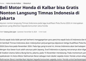 Beli Motor Honda di Kalbar bisa Gratis Nonton Langsung Timnas Indonesia di Jakarta