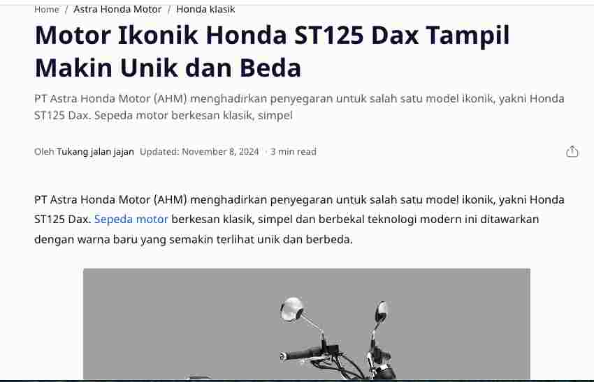 Motor Ikonik Honda ST125 Dax Tampil Makin Unik dan Beda