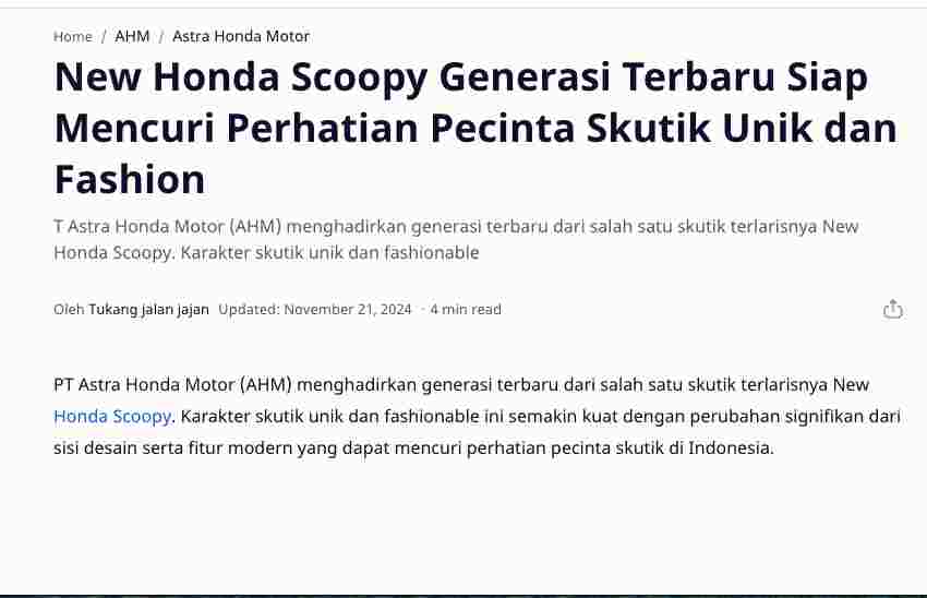 New Honda Scoopy Generasi Terbaru Siap Mencuri Perhatian Pecinta Skutik Unik dan Fashion