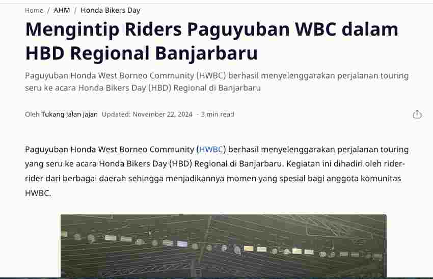 Mengintip Riders Paguyuban WBC dalam HBD Regional Banjarbaru