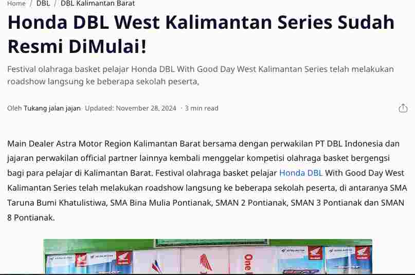 Honda DBL West Kalimantan Series Sudah Resmi DiMulai!