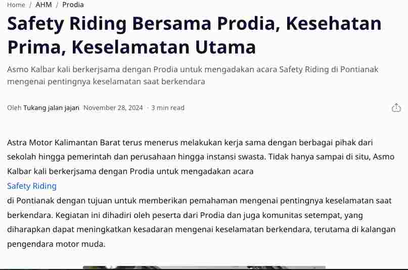 Safety Riding Bersama Prodia, Kesehatan Prima, Keselamatan Utama