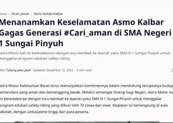Menanamkan Keselamatan Asmo Kalbar Gagas Generasi #Cari_aman di SMA Negeri 1 Sungai Pinyuh