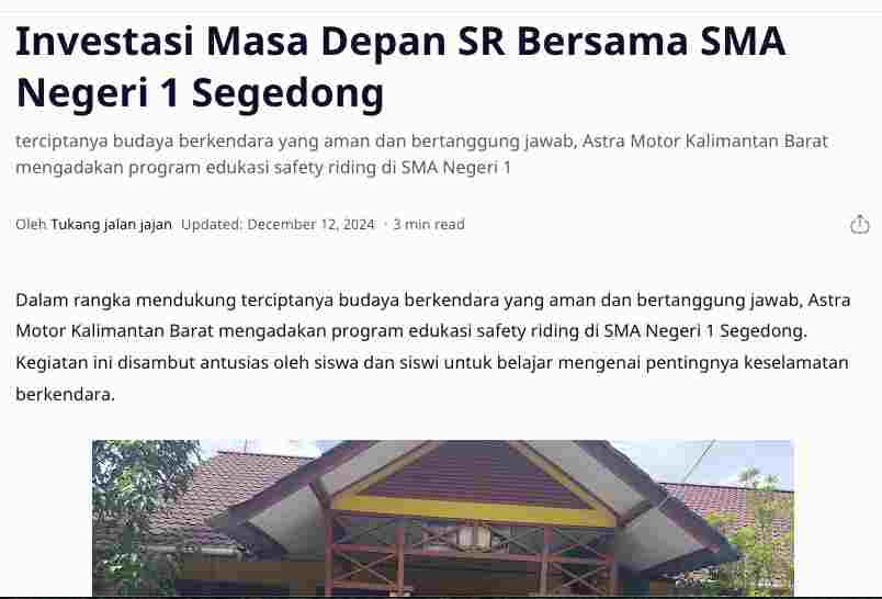 Investasi Masa Depan SR Bersama SMA Negeri 1 Segedong