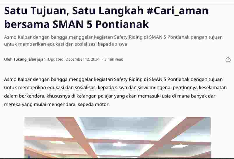 Satu Tujuan, Satu Langkah #Cari_aman bersama SMAN 5 Pontianak