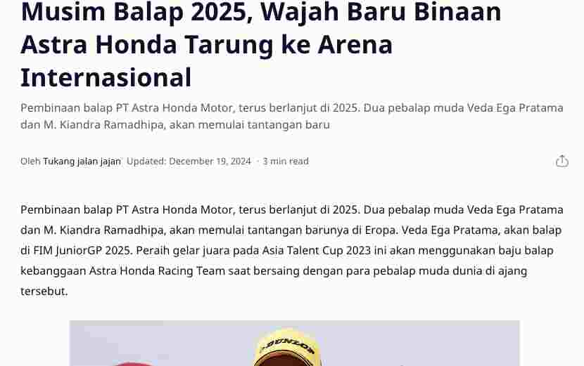 Musim Balap 2025, Wajah Baru Binaan Astra Honda Tarung ke Arena Internasional