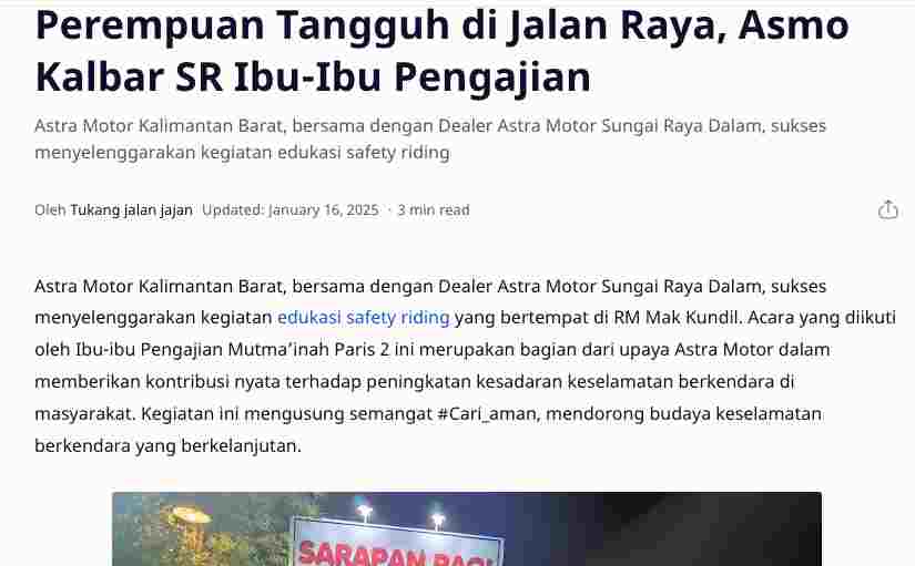 Perempuan Tangguh di Jalan Raya, Asmo Kalbar SR Ibu-Ibu Pengajian