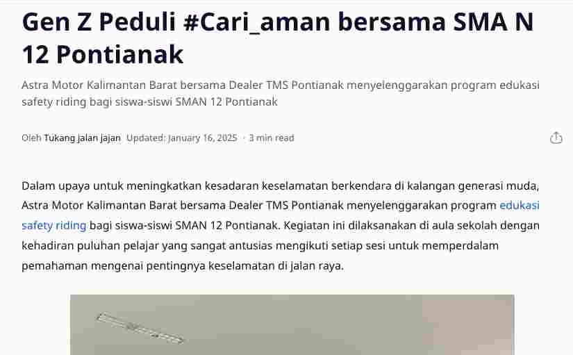 Gen Z Peduli #Cari_aman bersama SMA N 12 Pontianak