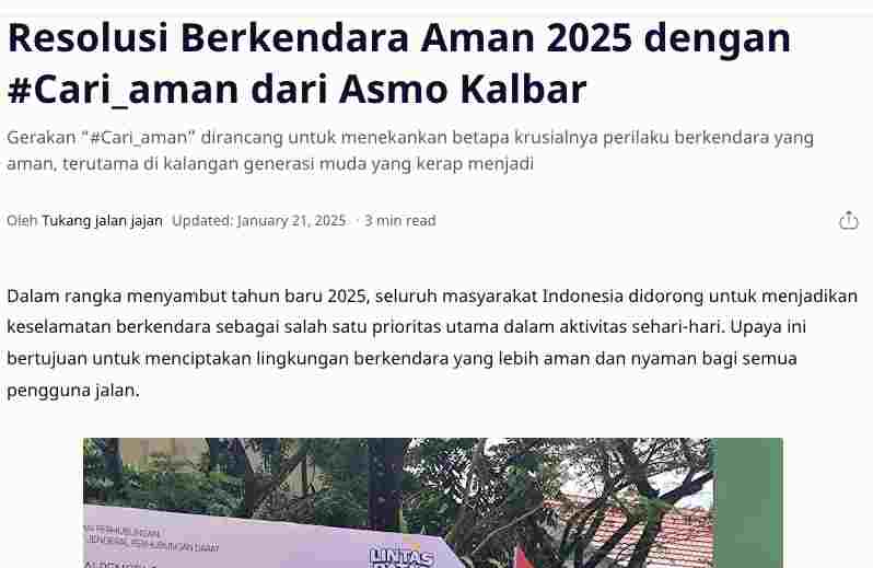 Resolusi Berkendara Aman 2025 dengan #Cari_aman dari Asmo Kalbar