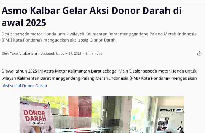 Asmo Kalbar Gelar Aksi Donor Darah di awal 2025