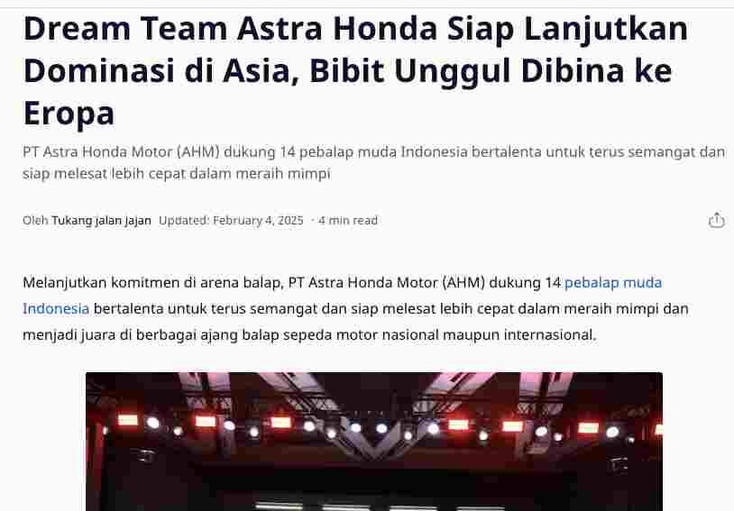 Dream Team Astra Honda Siap Lanjutkan Dominasi di Asia, Bibit Unggul Dibina ke Eropa