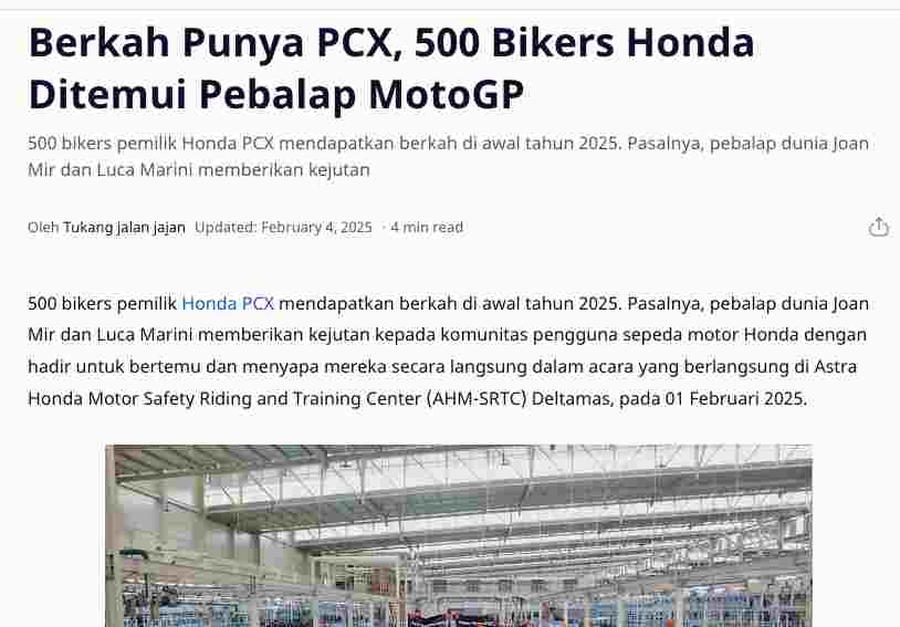 Berkah Punya PCX, 500 Bikers Honda Ditemui Pebalap MotoGP