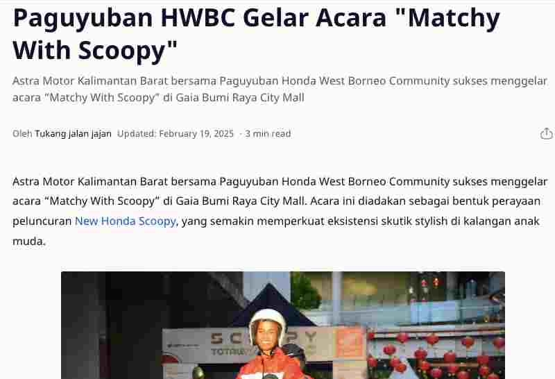 Paguyuban HWBC Gelar Acara "Matchy With Scoopy"