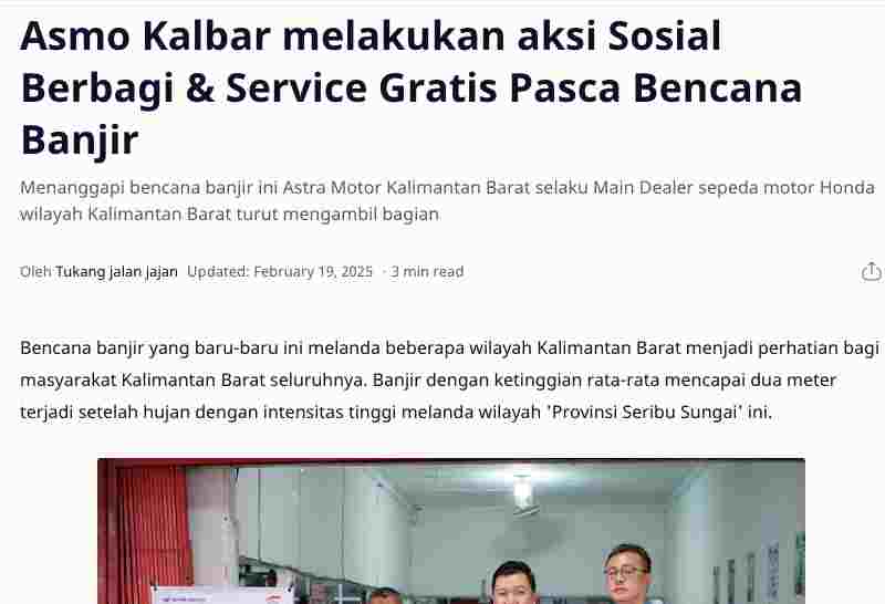 Asmo Kalbar melakukan aksi Sosial Berbagi & Service Gratis Pasca Bencana Banjir