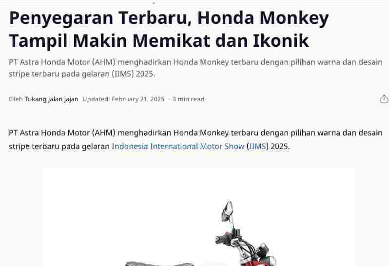 Penyegaran Terbaru, Honda Monkey Tampil Makin Memikat dan Ikonik