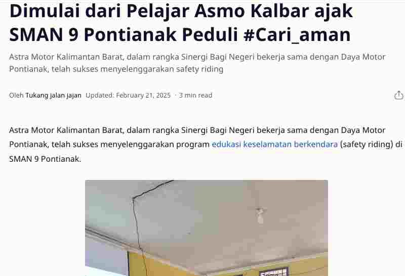 Dimulai dari Pelajar Asmo Kalbar ajak SMAN 9 Pontianak Peduli #Cari_aman